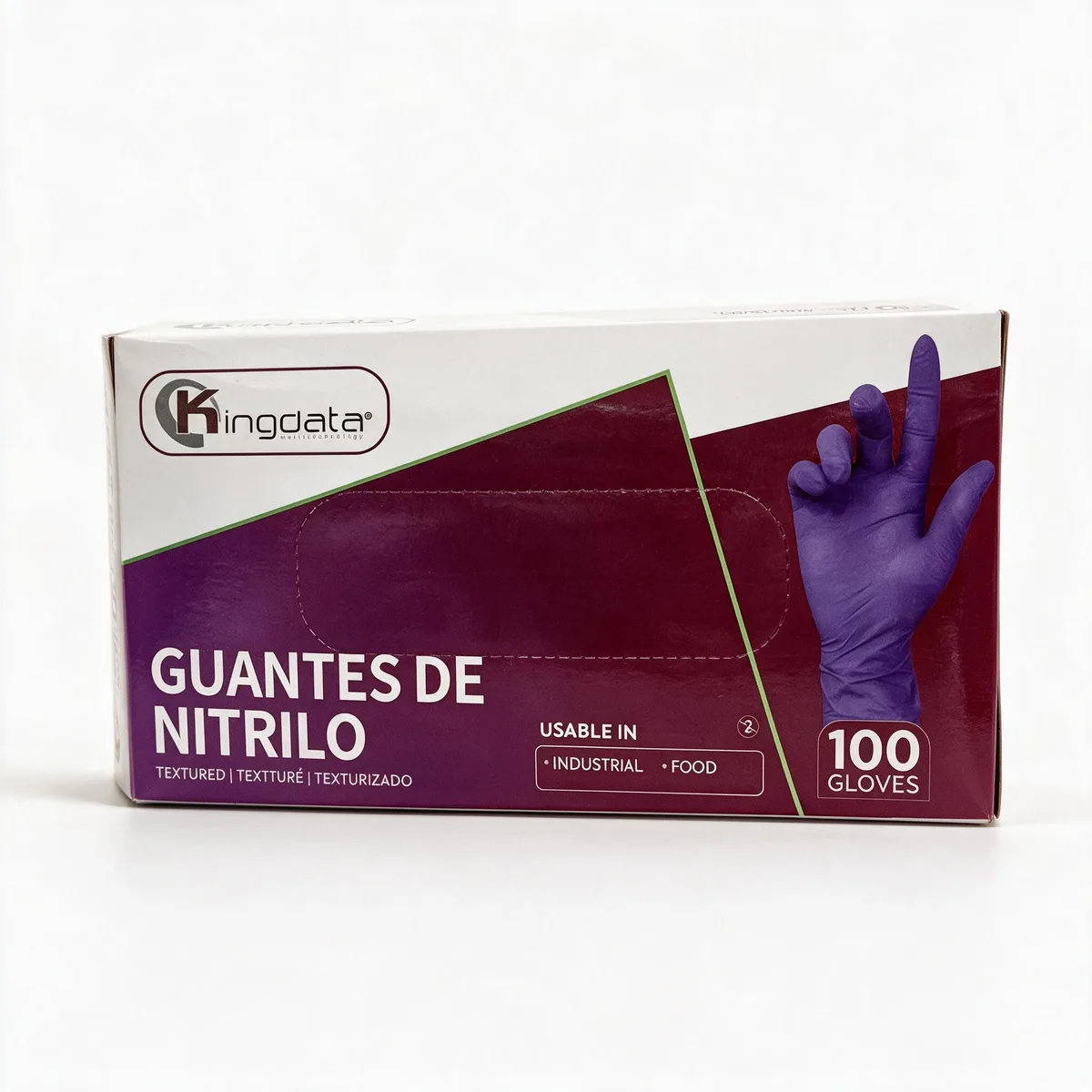 Guantes de Nitrilo Purpura KINGDATA Micra 5 caja 100 und